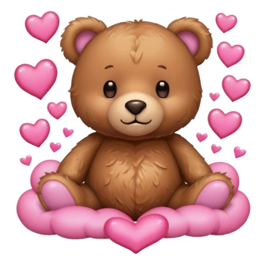 Teddy bear surrounded with pink hearts sticker