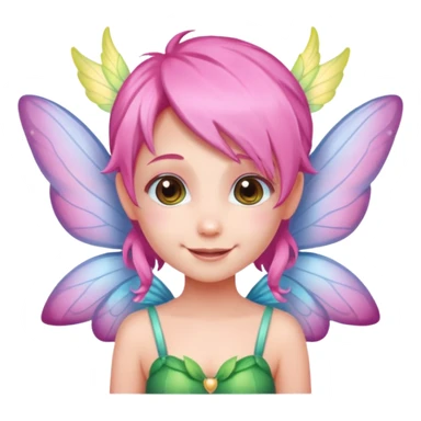 A tiny pastel fairy with pink hair with glowing wings and a sweet smile  sticker