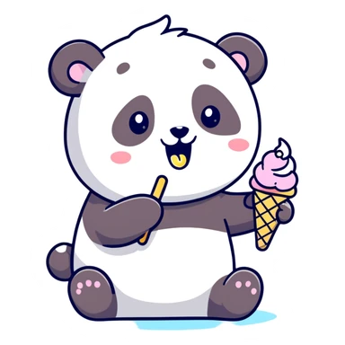 Panda eating ice cream sticker
