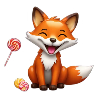 happy fox with candy sticker