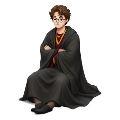 full body Harry Potter in robe laying down stressed  sticker