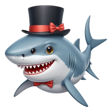 Shark wearing a top hat and bowtie sticker