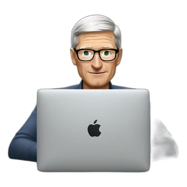 tim cook with macbook in office sticker