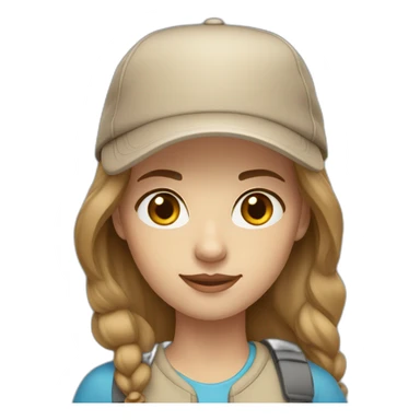 middle haired women light brown hair with beige cap and blue eyes  sticker