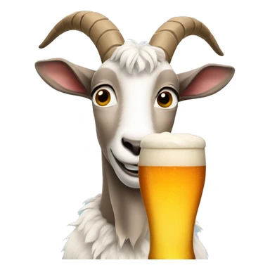 Goat holding a beer sticker