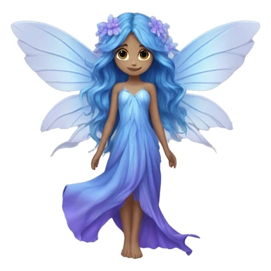 Beautiful, blue flower, fairy, blue, silver, purple, long hair, big wings sticker