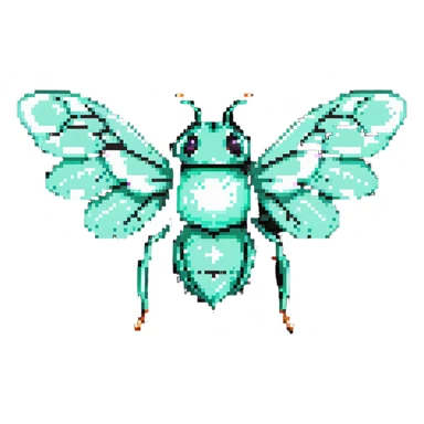 Mint green female bee with diamond wings, sparkly rhinestones, and glittery effects sticker