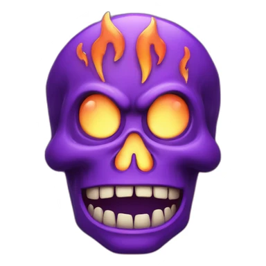 purple flaming skull face grinning angry moustache horns monster sticker