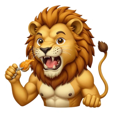 Lion eating sticker