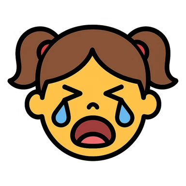 color outline icon of a crying girl sticker