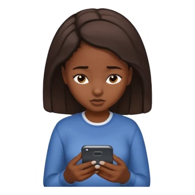 African American girl looking down at her phone sticker