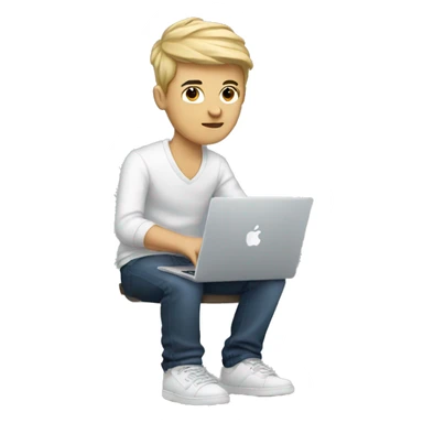 white boy music producer with macbook sticker