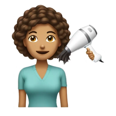 Mujer cabello castaño usando secador de cabello  sticker