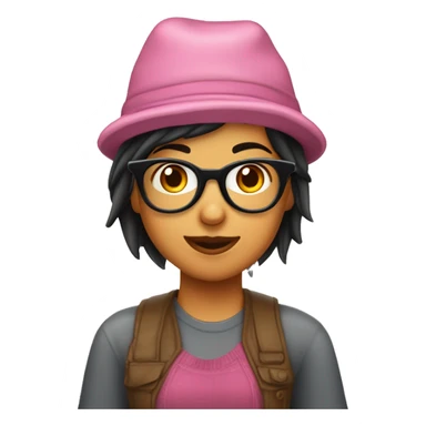 Chica morena con cabello risado con lentes con un gorro de cumpleaños  sticker