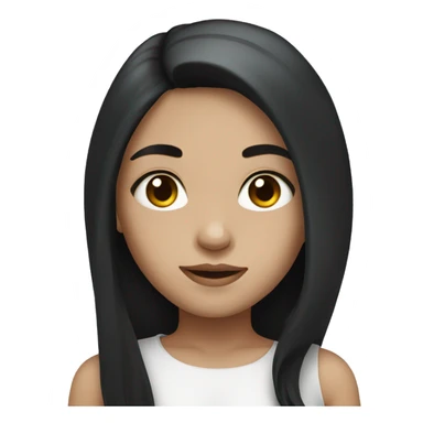Girl with black long hair and white skin and brown eyes sticker