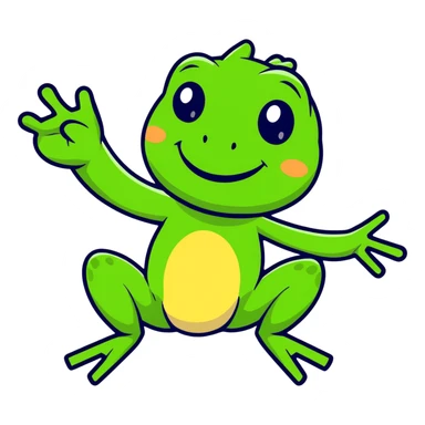 smiling frog waving sticker