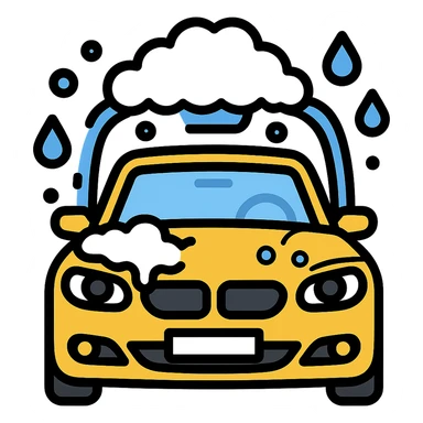 Add blue water droplets to the car wash emoji with soap bubbles, keep the transparent background. sticker