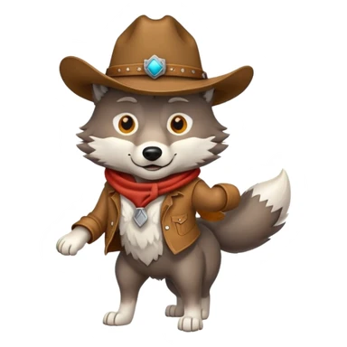 A wolf in a cowboy hat tipping it sticker