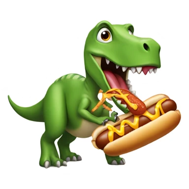 Dinosaur eating a hotdog sticker