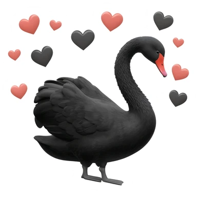 Black and white swan love emoji sticker