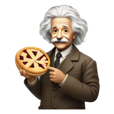 happy albert einstein holds pie chart in his hand sticker