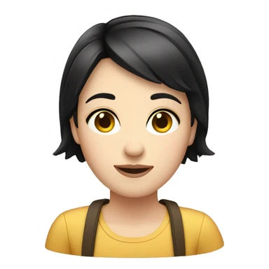 Girl tour guide with fair skin short black hair chubby face sticker