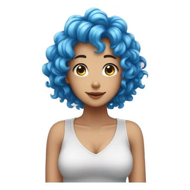 Anime girl with blue curly hair  sticker