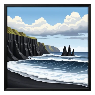 Reynisfjara black sand beach sticker