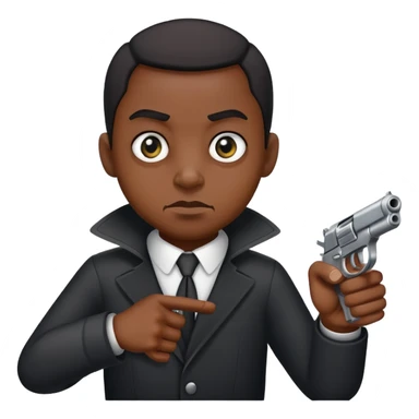 un immagine di una persona di colore con gli occhi storti che ti punta una pistola contro sticker