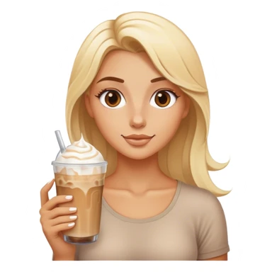 Blonde tanned girl with iced latte sticker
