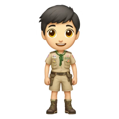 a scout boy with silly poses light skinned asian sticker