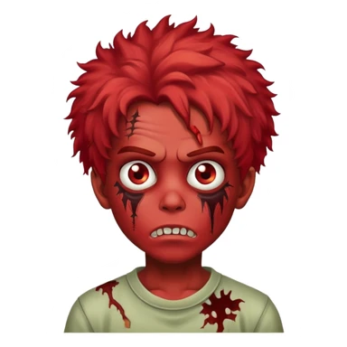 Boy zombie with kinky hair red sticker