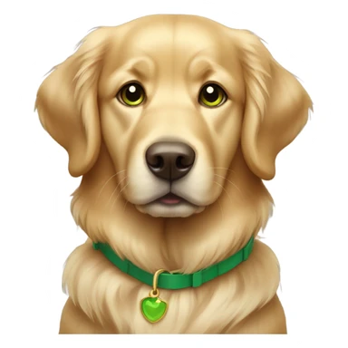 Golden retriever with a green collar and brown eyes sticker
