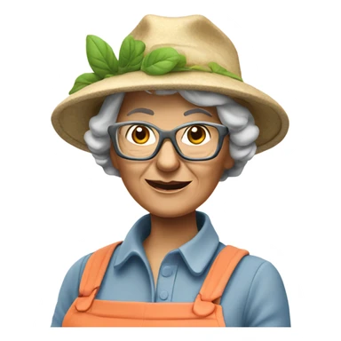 3d hyper realistic senior woman gardening  sticker