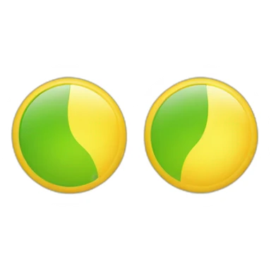 green half circle yellow half circle sticker