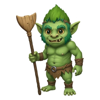 Isometric view full grunky body troll with club  sticker
