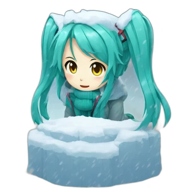 hatsune miku trapped in snow sticker