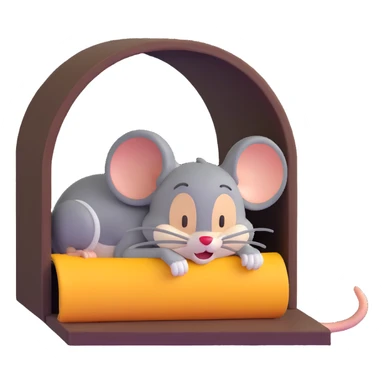 Jerry from Tom and Jerry cartoon sleeping in his mouse hole sticker