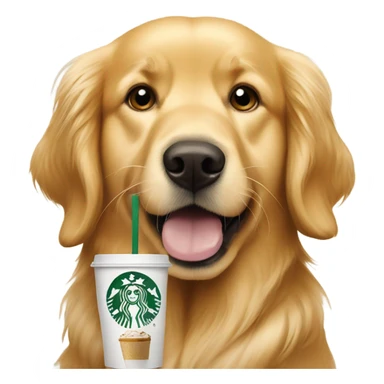 Golden retriever with starbucks sticker