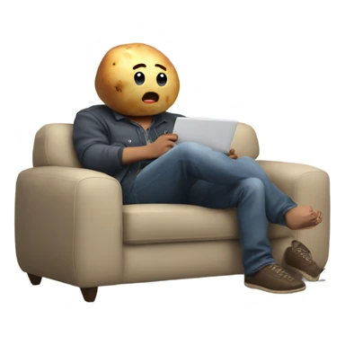 Potato playing video games on a couch  sticker
