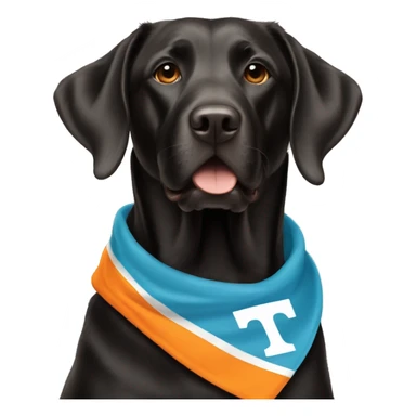 Black lab wearing university Tennessee orange sticker