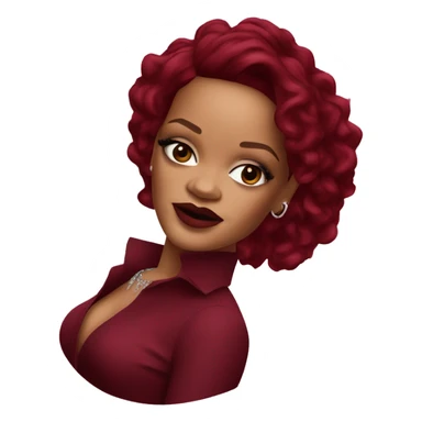 realistic singer Rihanna in a burgundy dress sticker