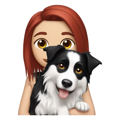 Dua lipa with red hair holding a black and white short haired border collie sticker