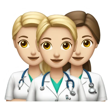 three female pale-skinned nurse friends sticker