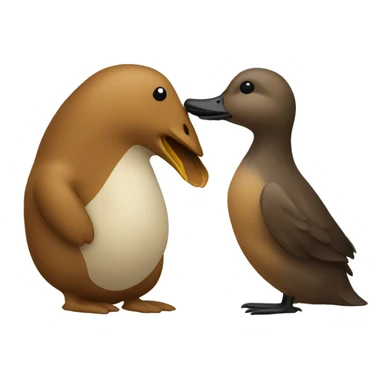 a duck kissing a beaver sticker