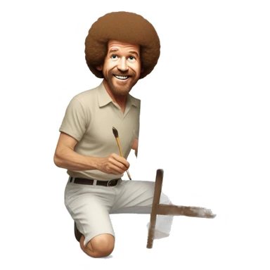 Bob Ross painting Richard Simmons  sticker