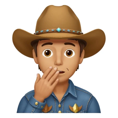 cowboy making oops expression covering mouth sticker