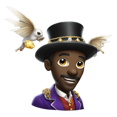 a flying rich black magician, wearing diamond chains sticker