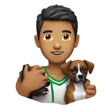 mexican boy holding boxer dog sticker