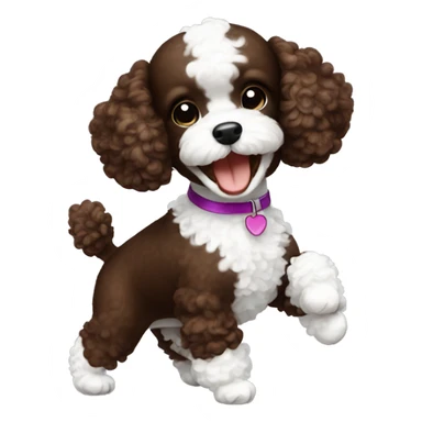 Chocolate brown and white toy poodle dancing sticker